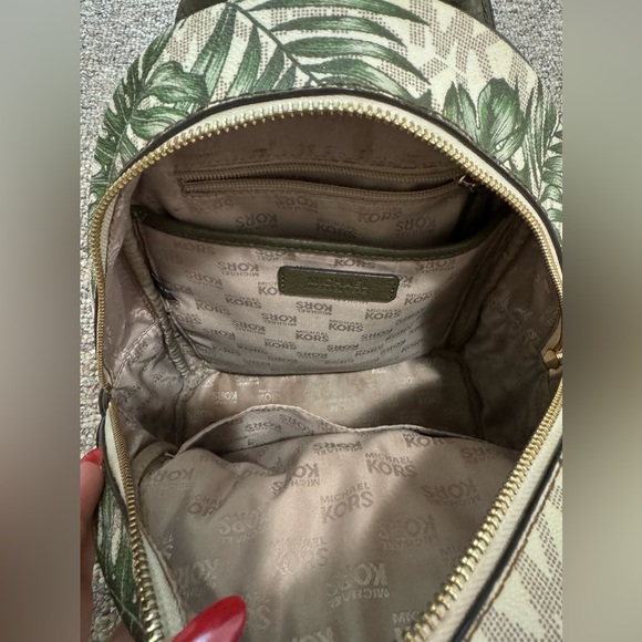 Michael Kors MK logo palm leaf backpack - Picture 2 of 8